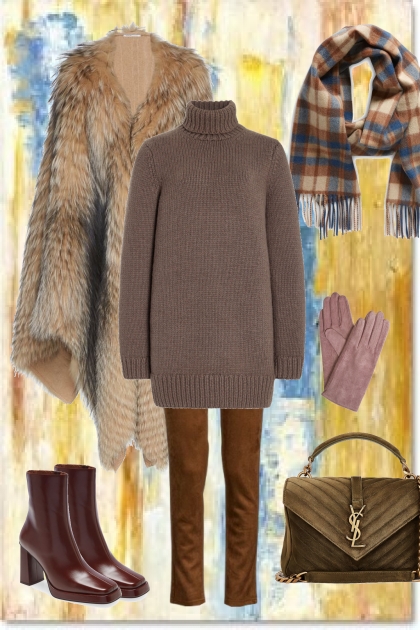 Fur cape for winter- Combinazione di moda