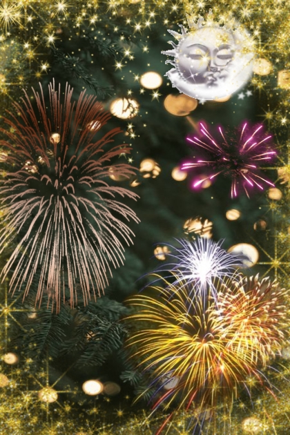Fireworks on the New Year eve- Combinaciónde moda