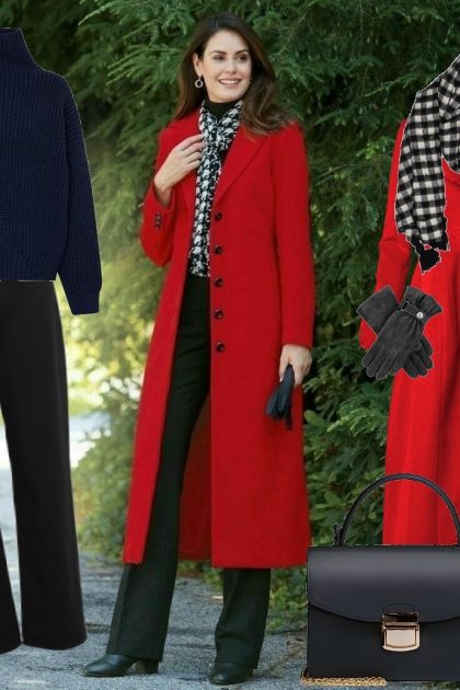Red coat- Combinazione di moda