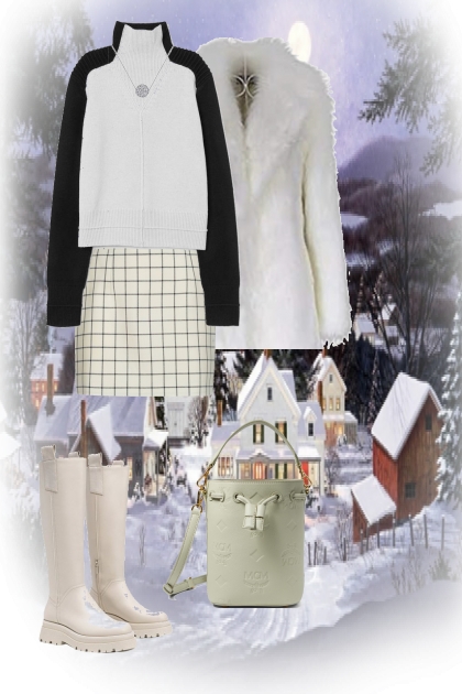 White winter at night- combinação de moda