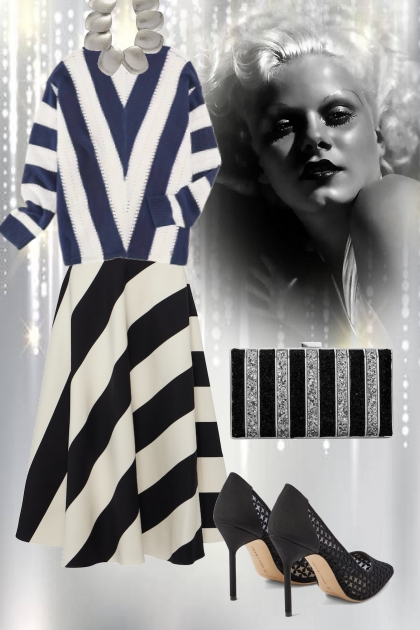Black and silver stripes- combinação de moda