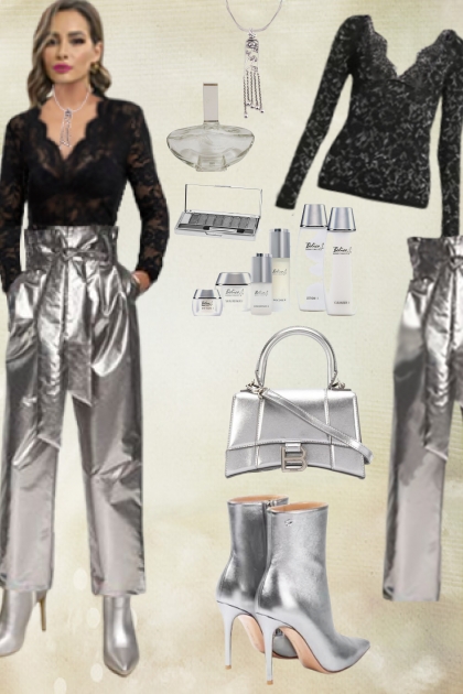 Girl´s night out in silver and black- Combinazione di moda