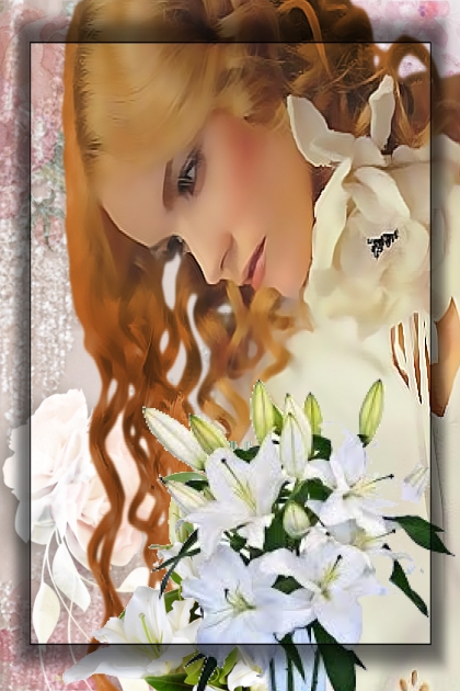 A girl with white lilies- Fashion set