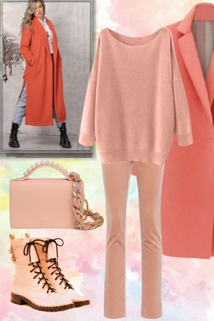 Peach colour for winter- Модное сочетание