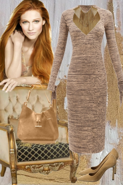 Melange knitted dress- Modna kombinacija