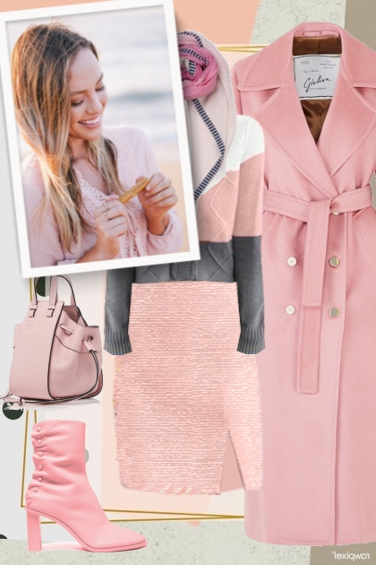 Feminine pink in winter- combinação de moda