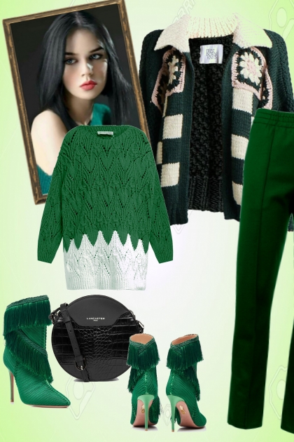 Emerald green outfit- Модное сочетание