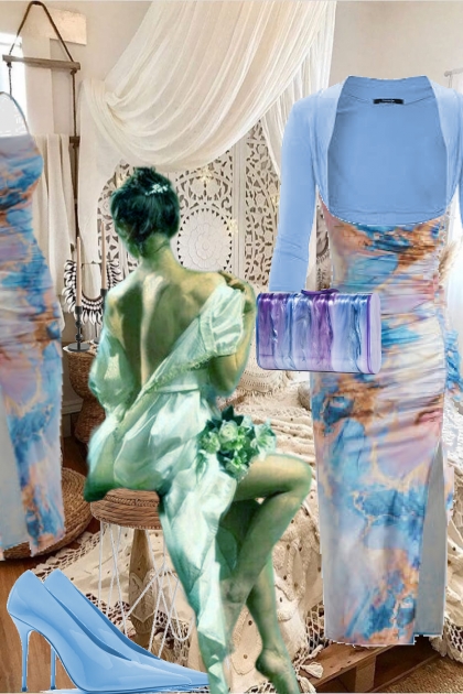 Blue batik dress- Combinazione di moda