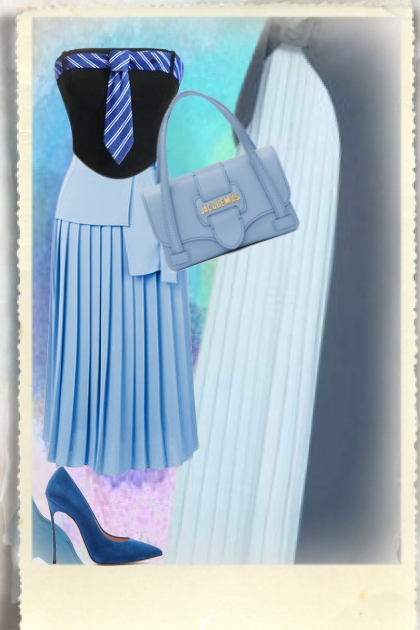 Pleated blue outfit- Combinaciónde moda