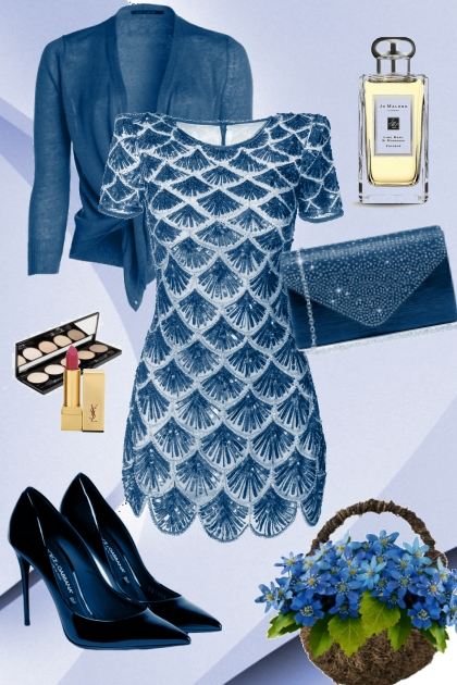 Glamorous blue outfit- combinação de moda