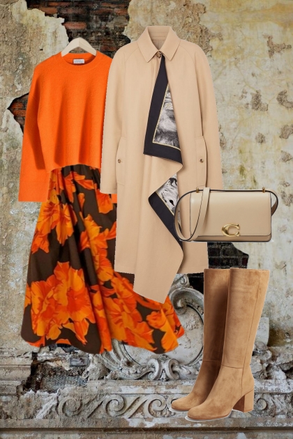 Beige and orange- Modekombination
