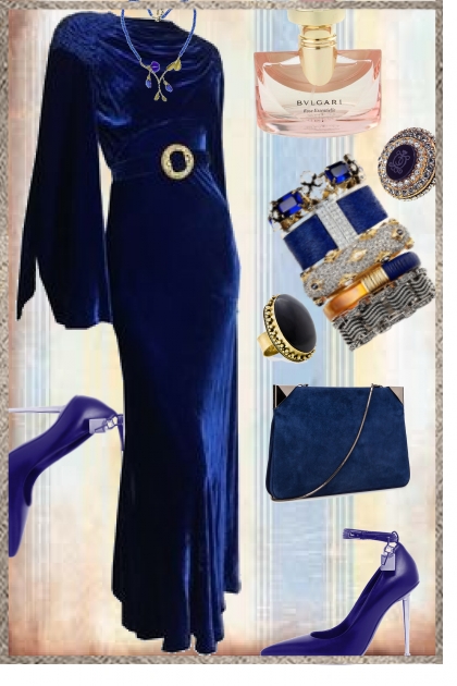 Blue velvet outfit- combinação de moda