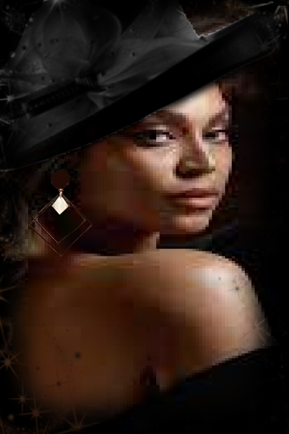 Lady in a black hat- Combinazione di moda