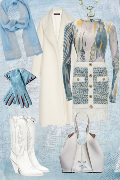 White and blue for winter - Modna kombinacija