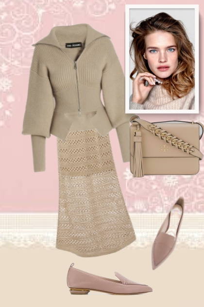 Knitted beige outfit- 搭配