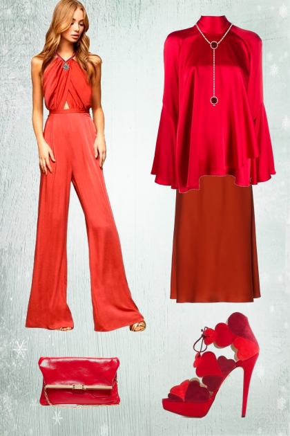 Red  evening outfit- Combinaciónde moda