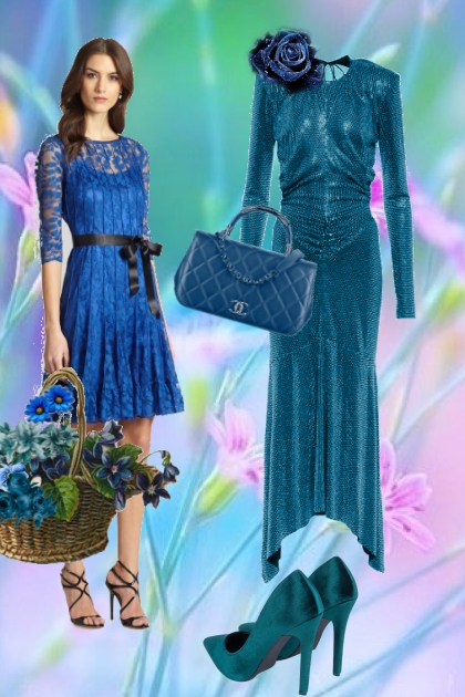 Turquoise cocktail dress - Модное сочетание