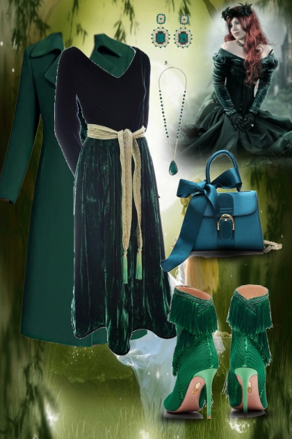 Retro in emerald green- Fashion set