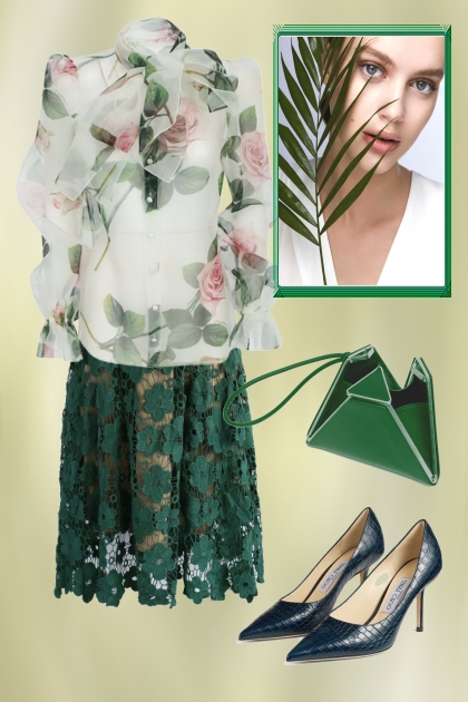 Party outfit in green- combinação de moda