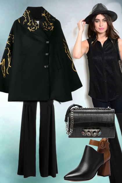 Black cape- Combinaciónde moda