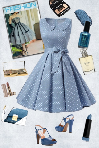 Pleated blue dress