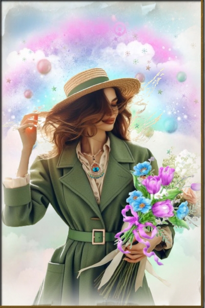 Lady with a bouquet- Combinazione di moda