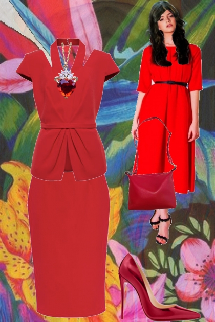 Red suit- Модное сочетание