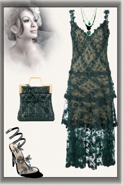 Green outfit with butterflies- Fashion set