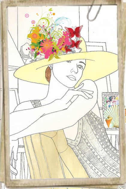 Lady in a yellow hat- combinação de moda