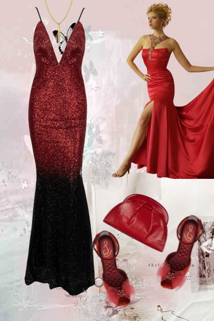 Red evening dress 22- 搭配