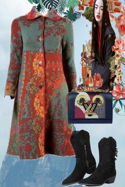 A coat with a motif - Modna kombinacija