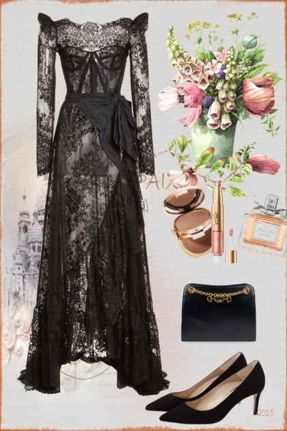 A glamorous black dress- Modna kombinacija