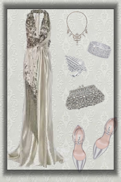 Silvery satin dress- Fashion set