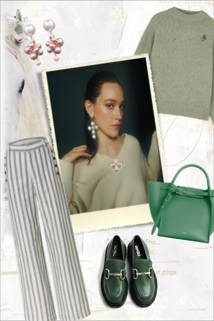 Greyish green pullover- Combinazione di moda