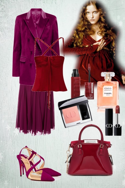 Burgundy suit- Modna kombinacija