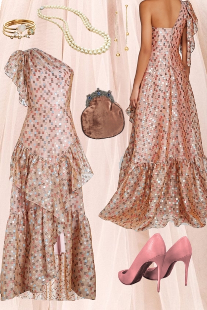 Ash rose evening dress- Modna kombinacija