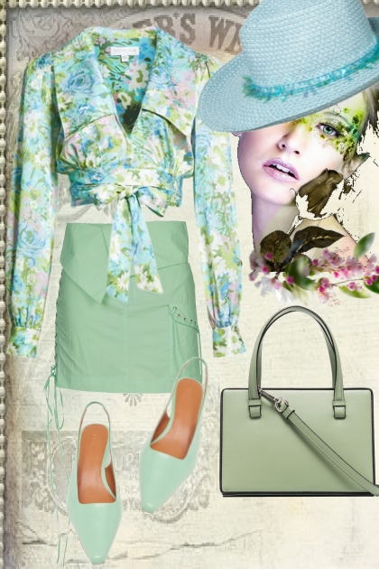 Green and turquoise outfit- combinação de moda