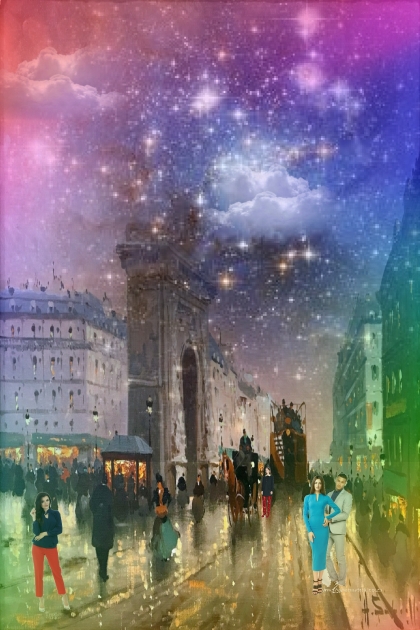 Starry evening in the city- Combinaciónde moda