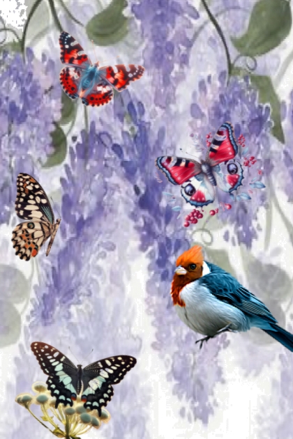 Lilacs and butterflies- Combinaciónde moda