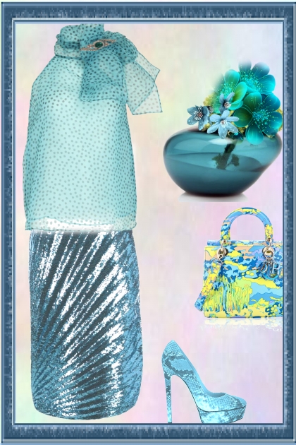 Turquoise glamour- combinação de moda