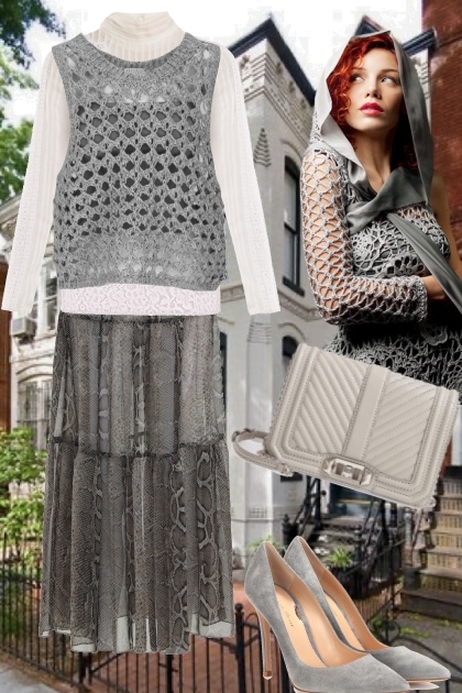Knitted grey outfit- Combinaciónde moda