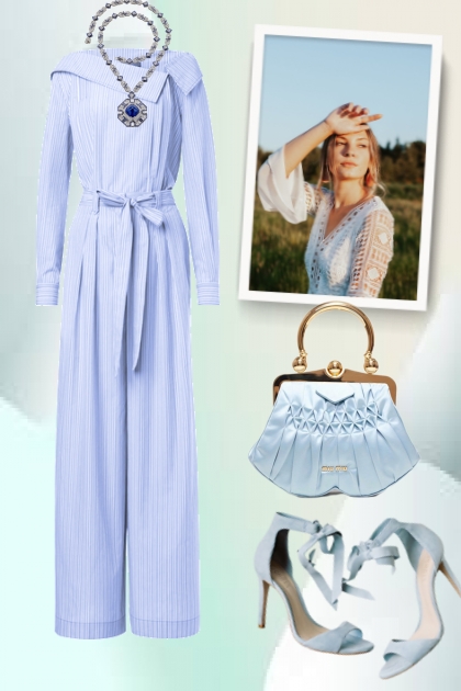 Light blue overalls- Modna kombinacija