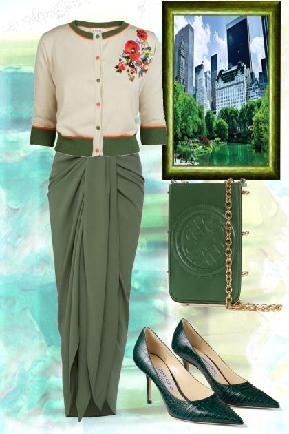 Outfit in moss green