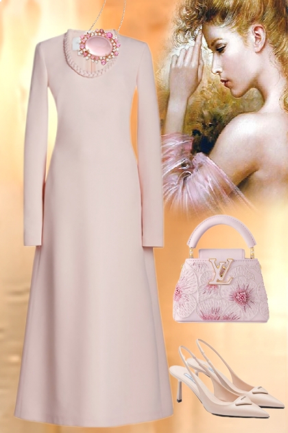 Classical pink dress- Combinaciónde moda