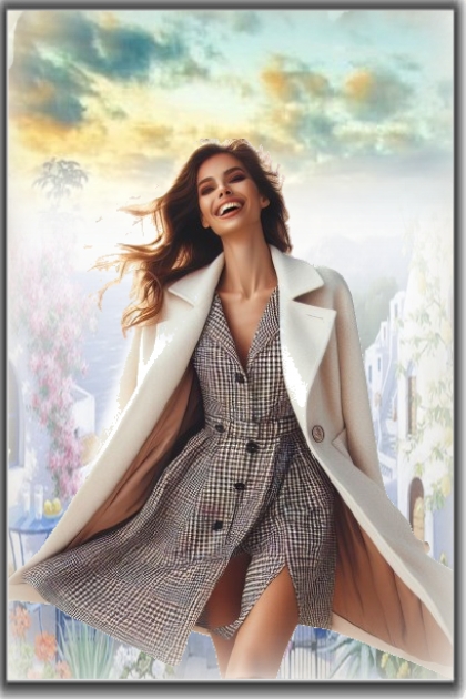 Elegant white coat- combinação de moda