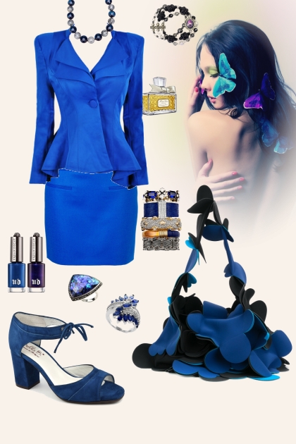 Royal blue outfit with butterflies