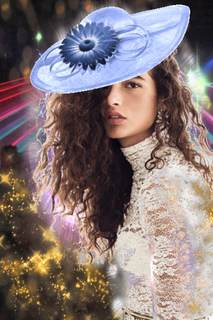 A flat blue hat- Combinaciónde moda