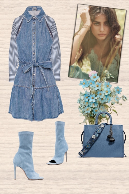 Blue denim style- Modekombination