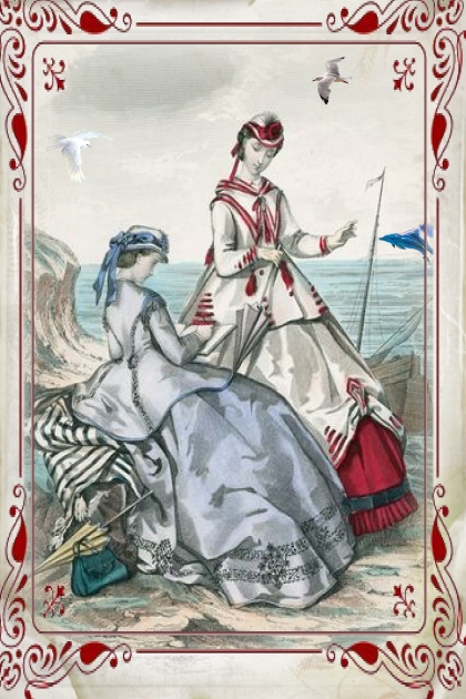 2 ladies on the sea shore- Fashion set