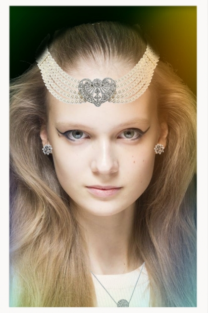 Pearl forehead jewel- Modna kombinacija